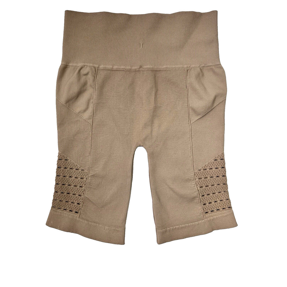 NWOT Intimately Free People Ribbed Crochet Cutout Biker Shorts Tan Size XS/S